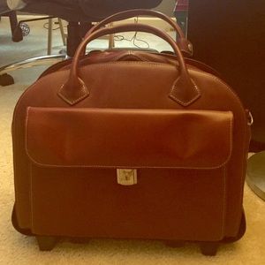 Rolling burgundy work bag