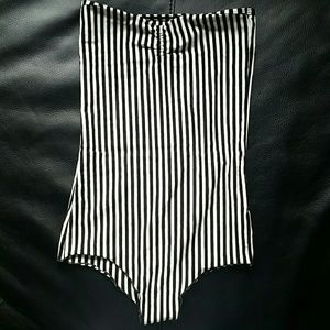 AA black and white striped tube bodysuit
