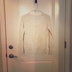 White Animal Print V Neck