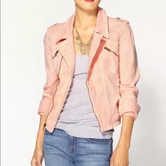 Sanctuary Jackets & Blazers - Sanctuary sz S Denim Moto Jacket in Coral Peach