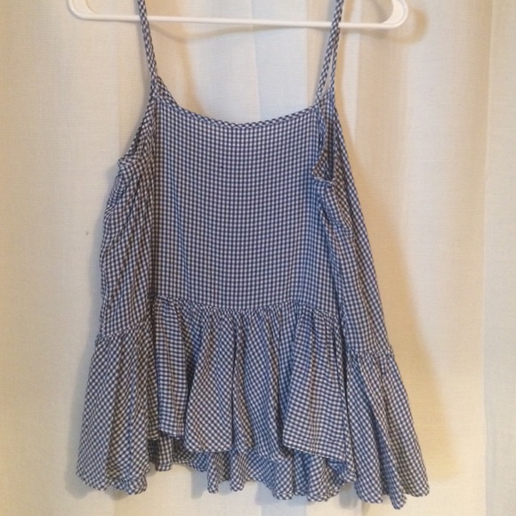 FREE BRACELET INCLUDED! Blue checkered tank top