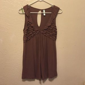 Dusty Rose Tank with Ruffle Detail and Peephole