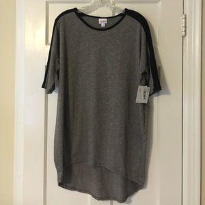 NWT LuLaRoe Small Black with Gray Stripes Irma Top