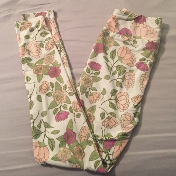 NWOT white floral lularoe leggings