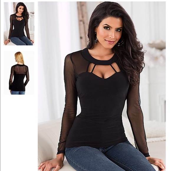 Venus Cutout Mesh Detail Top