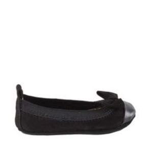 Yosi Samra Girls Black Croc Cap Toe Flats