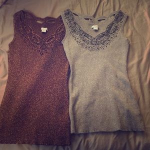 2 knit and beaded tops