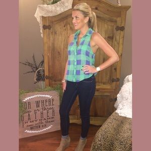 American eagle button up sleeveless blouse || XS ✨