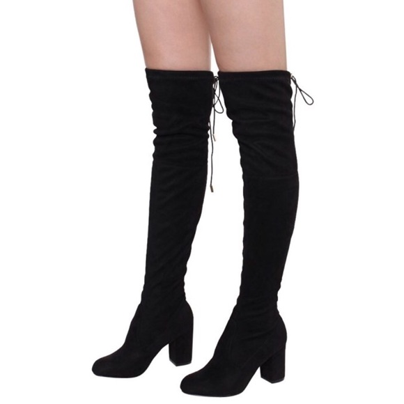 Over the knee boots in black suede size 8 or 10 - Picture 3 of 4