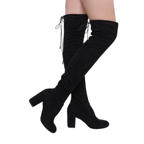 Over the knee boots in black suede size 8 or 10 - Picture 2 of 4