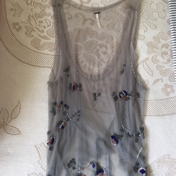 Free people sheer beaded top