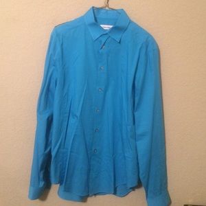 Blue, Calvin Klein button down dress shirt