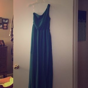 Teal asymmetrical sheer dress
