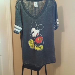 Classic Pose Mickey Mouse Burnout Football Tee