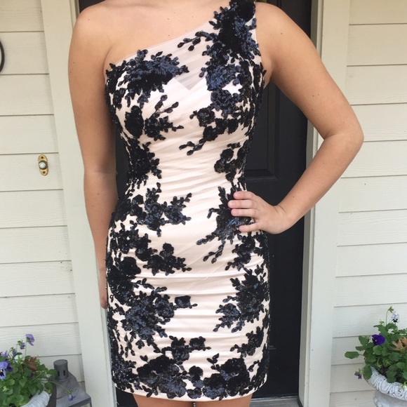 Champagne Black Sequined Gown