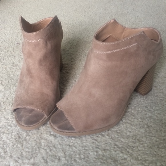 Nude heel booties