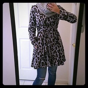 XOXO grey cheetah trench coat