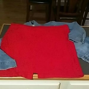 Lane bryant red lace skirt 24