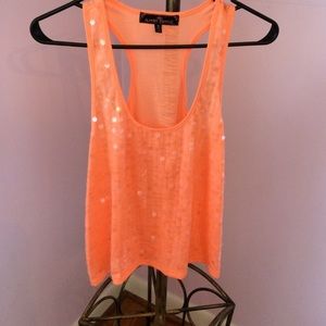 Bright Peach sequins tank