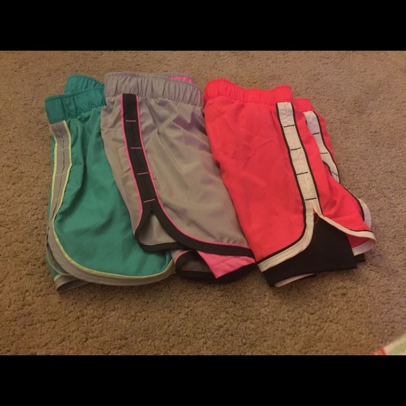 Danskin Shorts (3 pair) Gray, Green, Neon Orange
