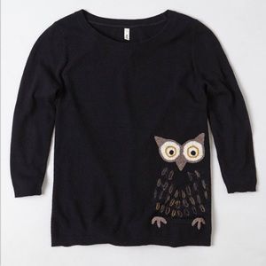 Anthropologie Moth whimsical owl sweater small