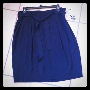Navy blue pencil skirt with tie