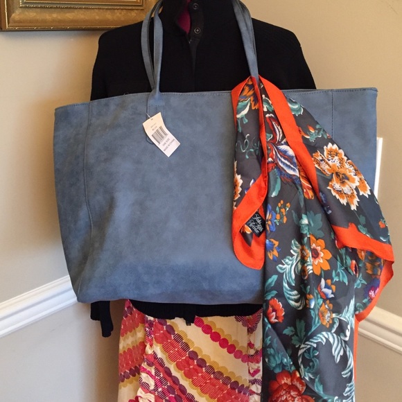 SAKS FIFTH AVENUE FAUX LEATHER LARGE TOTE BAG