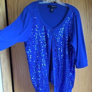 24/7 royal blue sequin cardigan.