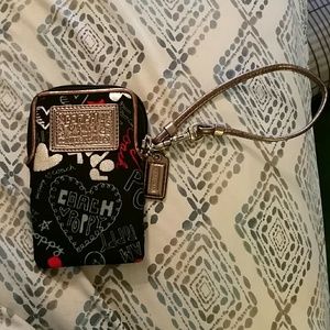 Black, Red, Silver Coach Poppy Wristlet