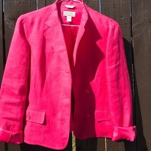 Talbots Linen Petite Pink Blazer Size 8p