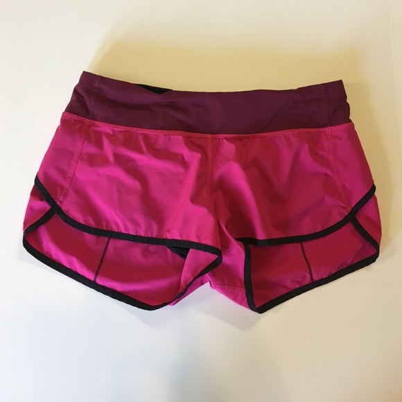 Pink/ fuchsia/ black lululemon run: speed short 8