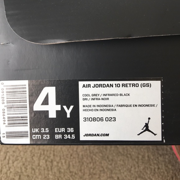 No trades. Jordan 10 "cool grey" size 4Y - Picture 4 of 4
