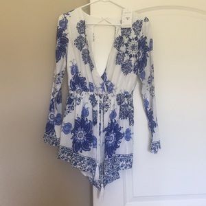 Akira Blue Floral Romper