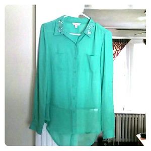 Mint Green Candies Sheer Button Down