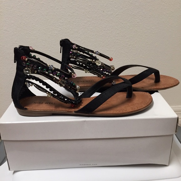Jeweled sandals.