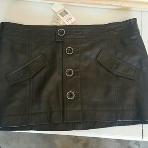 Sexy black Genuine leather mini