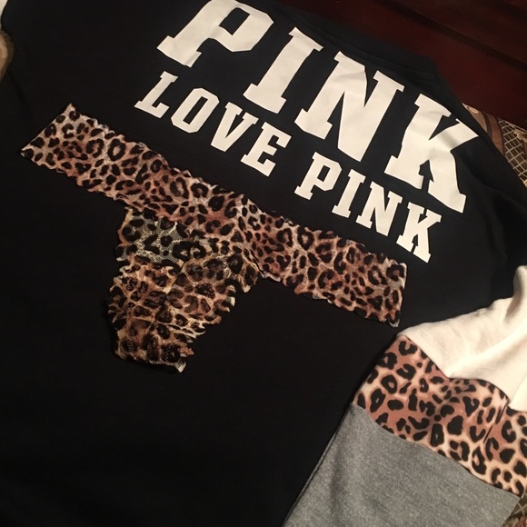 Victoria Secret Cheetah Varsity Crew Sweater
