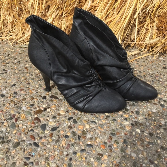 Black pleather healed booties