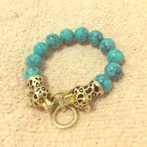 Leopard teal bracelet
