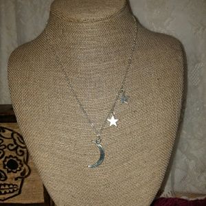 Silver Moon and Stars Necklace