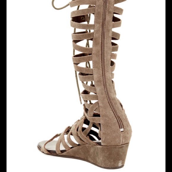 Genuine Suede Wedge Gladiator Sandals - Picture 2 of 2