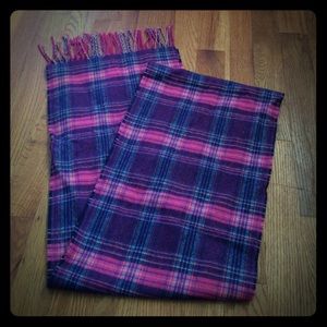 Coach pink purple tartan plaid winter scarf