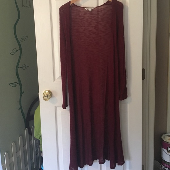 Long burgundy cardigan