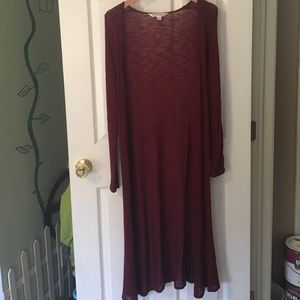 Long burgundy cardigan