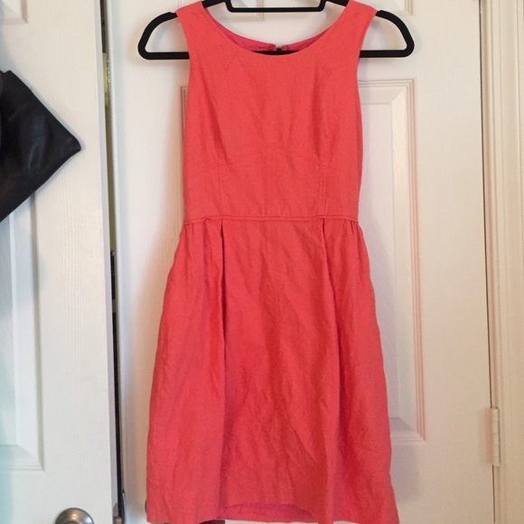 J crew factory coral basket weave dress. Size 2