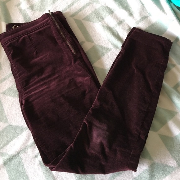 Dark Purple Velvet Side Zip Legging