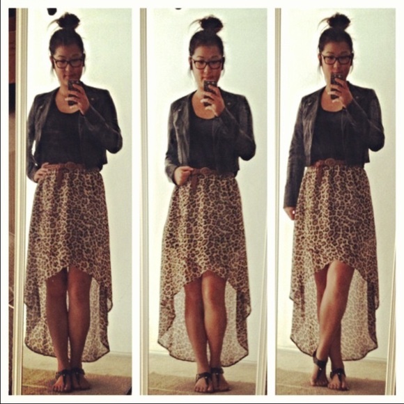 Asymmetrical Cheetah Print Skirt M