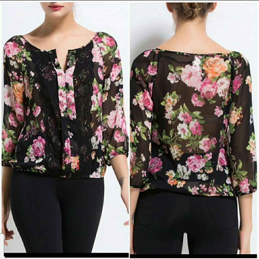 Floral chiffon top size Xs