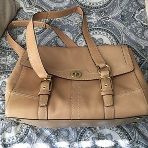 Barely used Coach tan/purple bag!