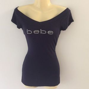 bebe Off the Should Ribbed Top